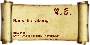 Marx Barakony névjegykártya